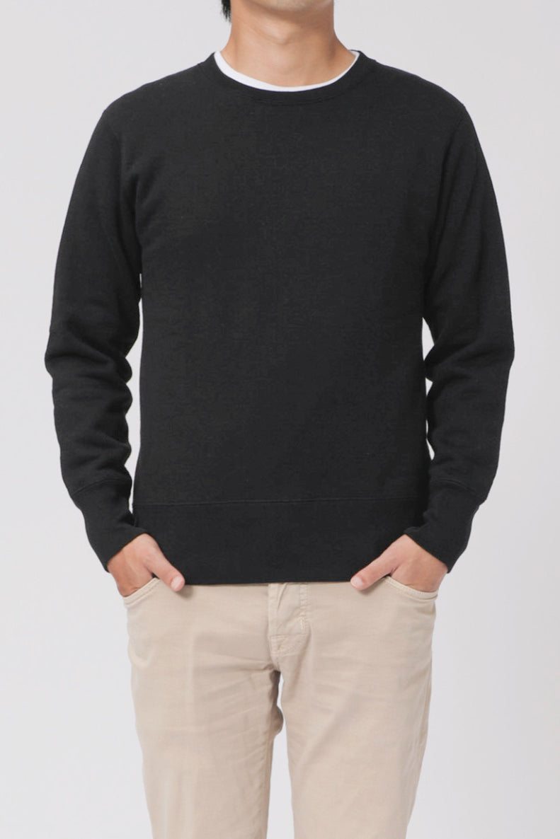 AMERICAN SEA ISLAND COTTON BASIC PULLOVER (和歌山吊り編み)-BLACK