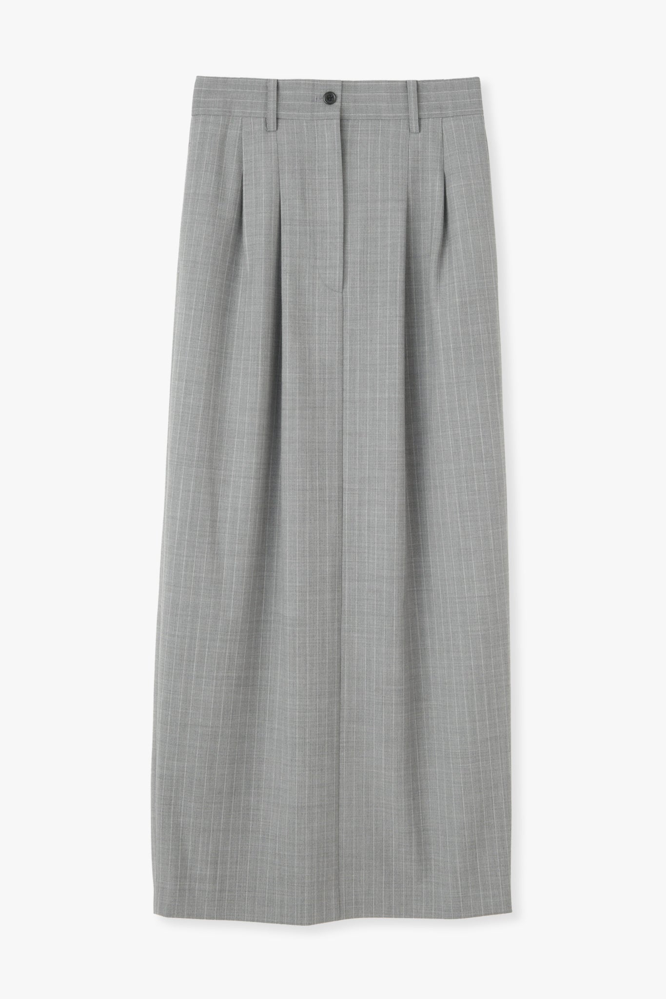 【PRE ORDER】Washable Wool Stripe SkirtーGRAY
