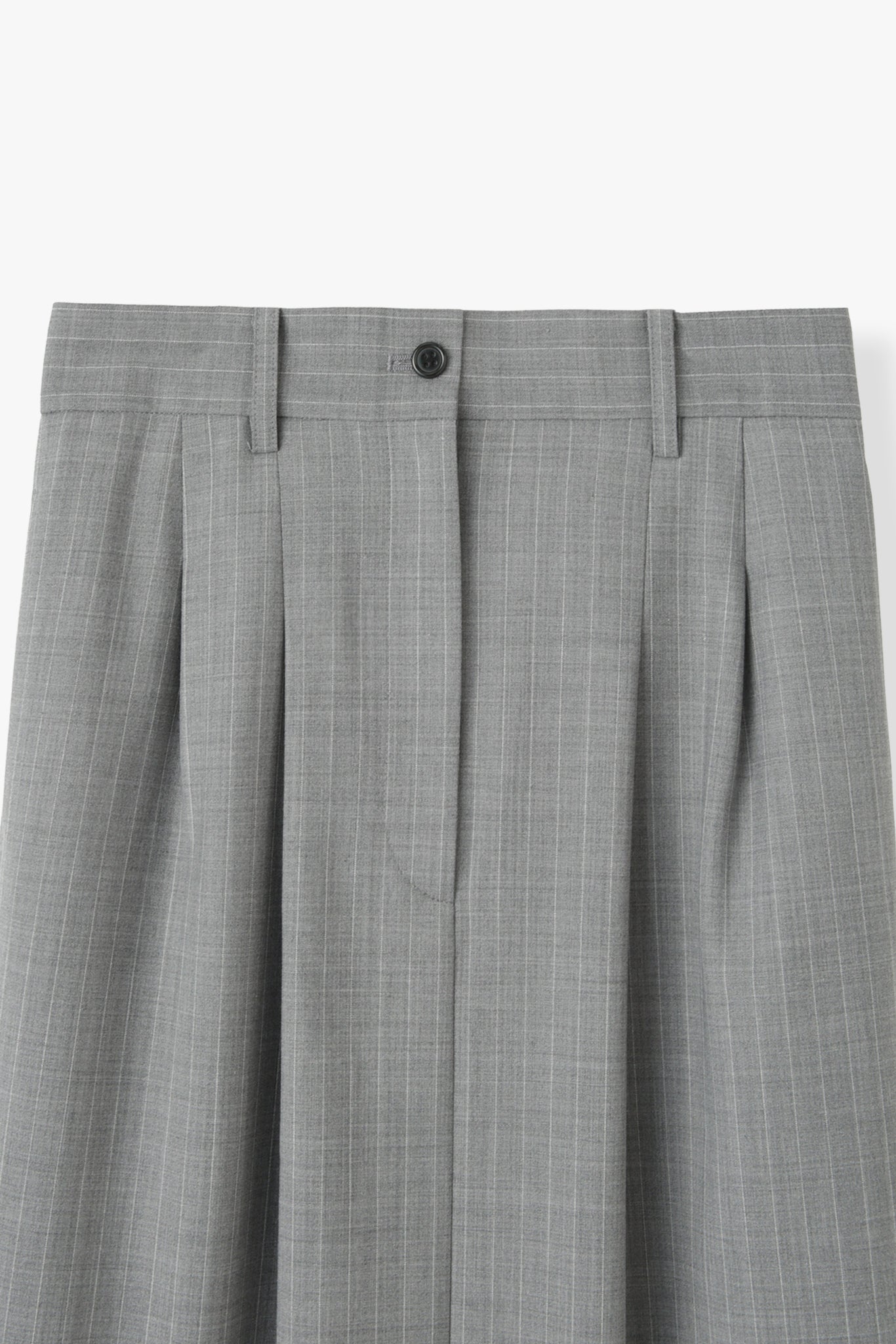 【PRE ORDER】Washable Wool Stripe SkirtーGRAY