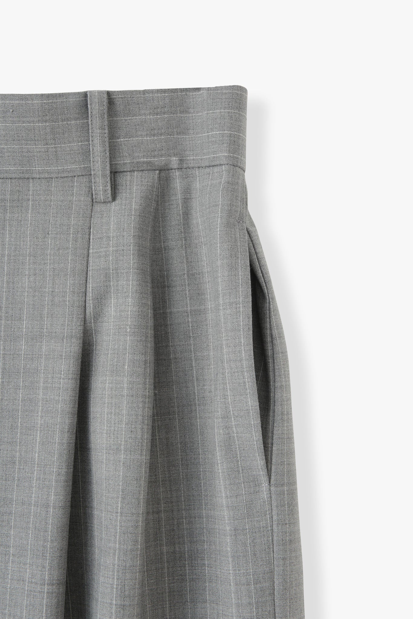 【PRE ORDER】Washable Wool Stripe SkirtーGRAY