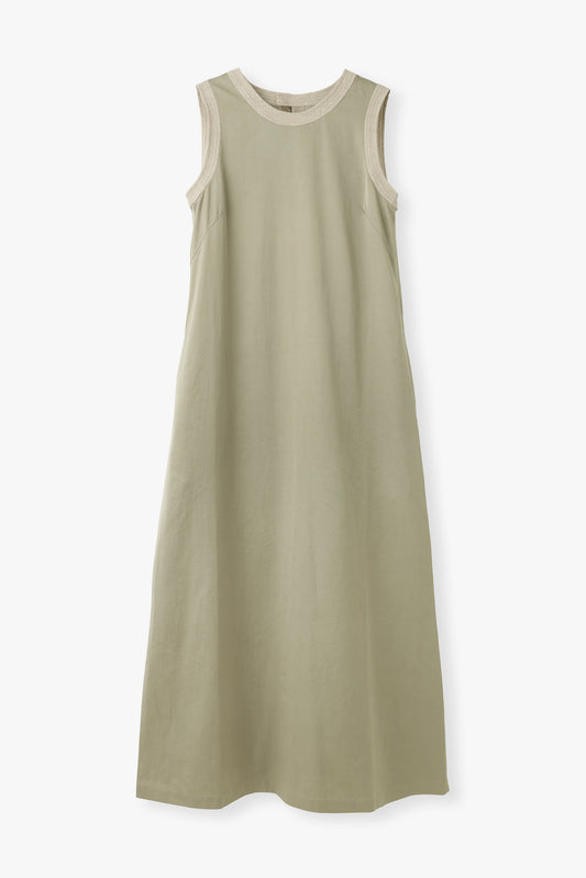 Cotton Satin Summer Dress / Khaki