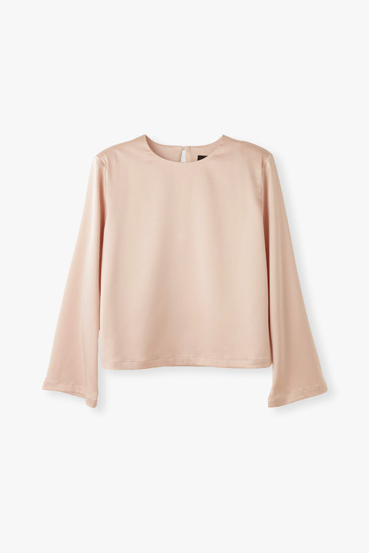 Satin Shoulderpad Blouse / Pink