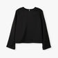 Satin Shoulderpad Blouse / Black