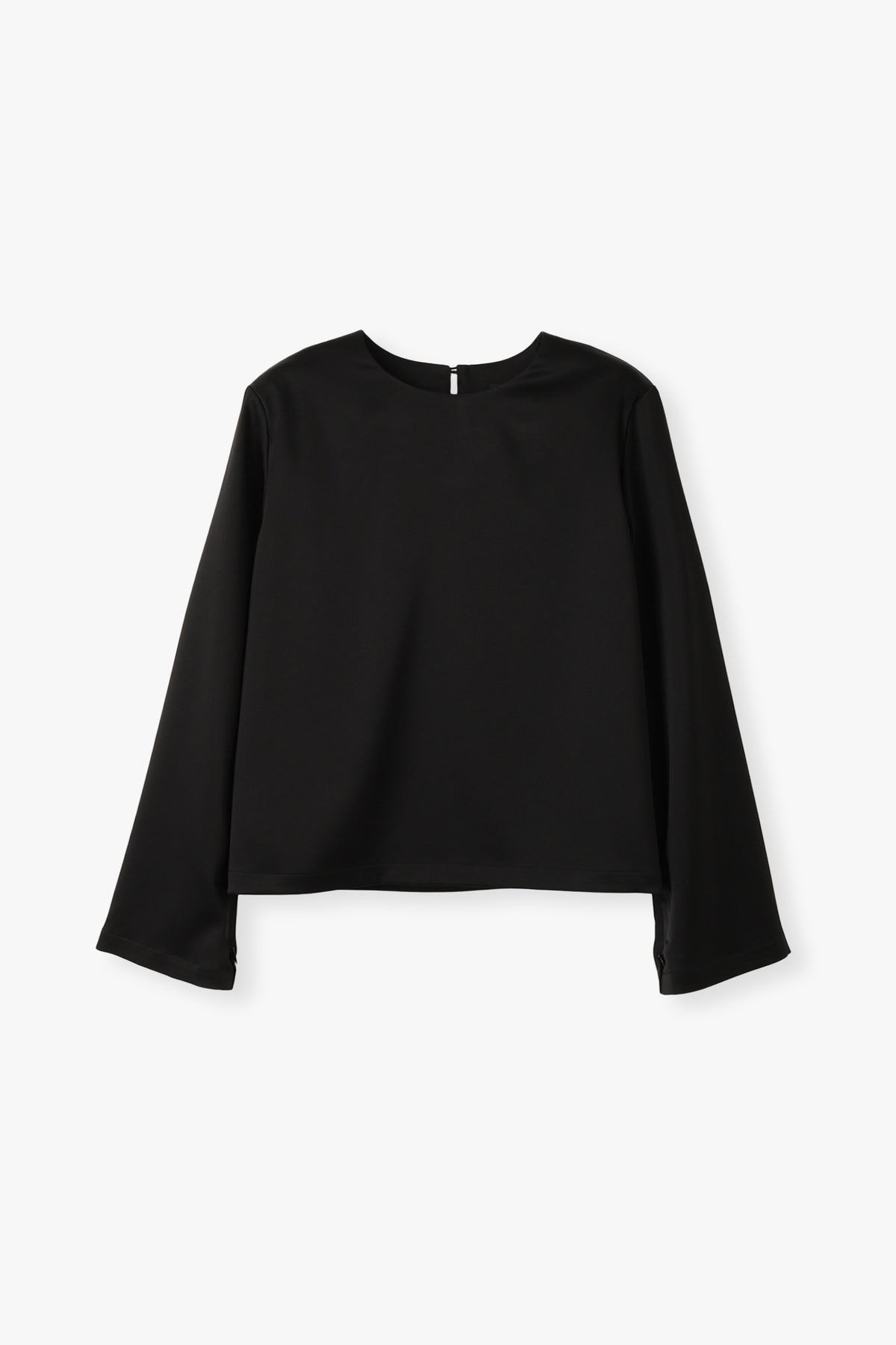 Satin Shoulderpad Blouse / Black
