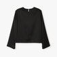 Satin Shoulderpad Blouse / Black