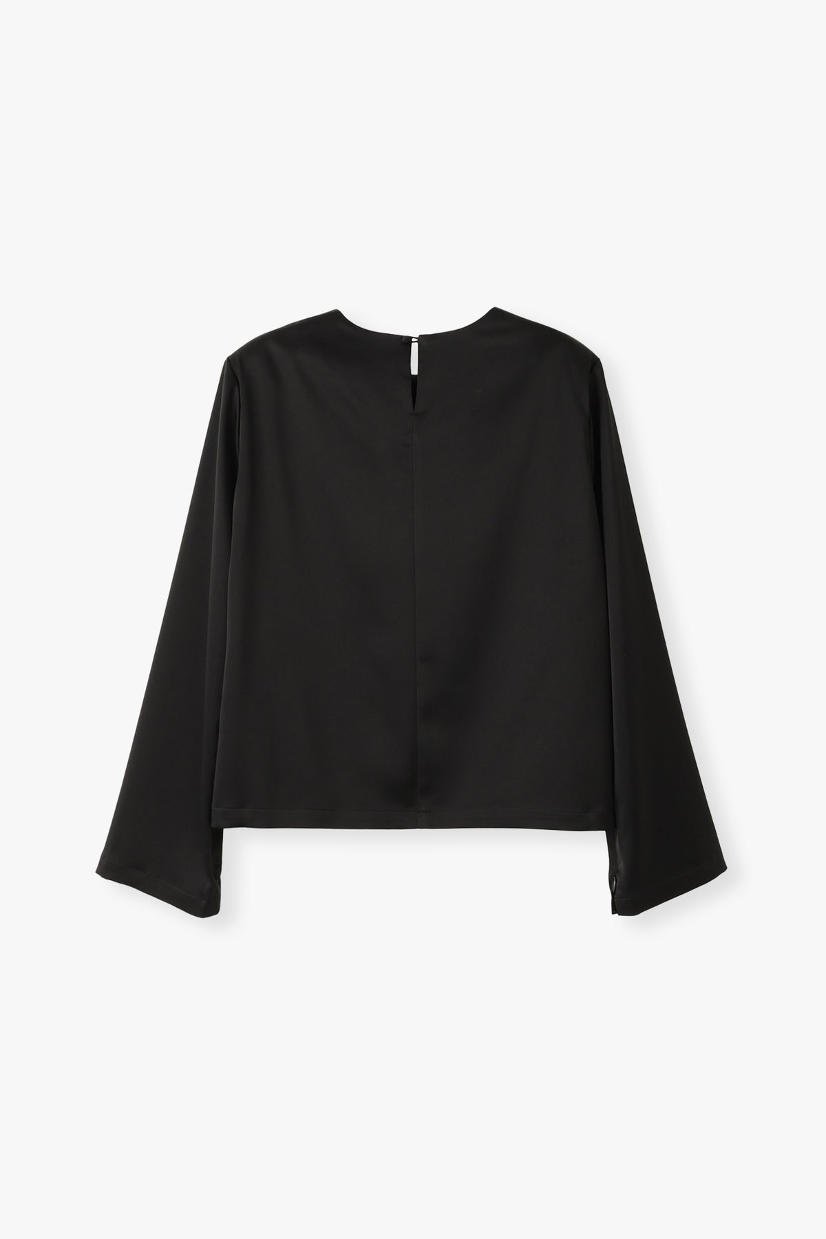 Satin Shoulderpad Blouse / Black