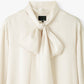 2way Bowtie Satin Blouse / White