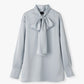 2way Bowtie Satin Blouse / Blue
