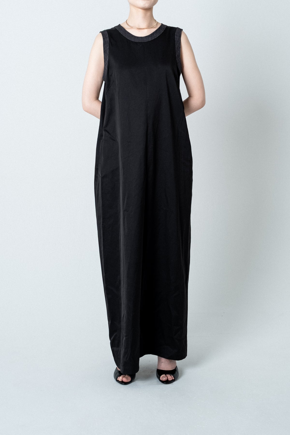 Cotton Satin Summer Dress / Black