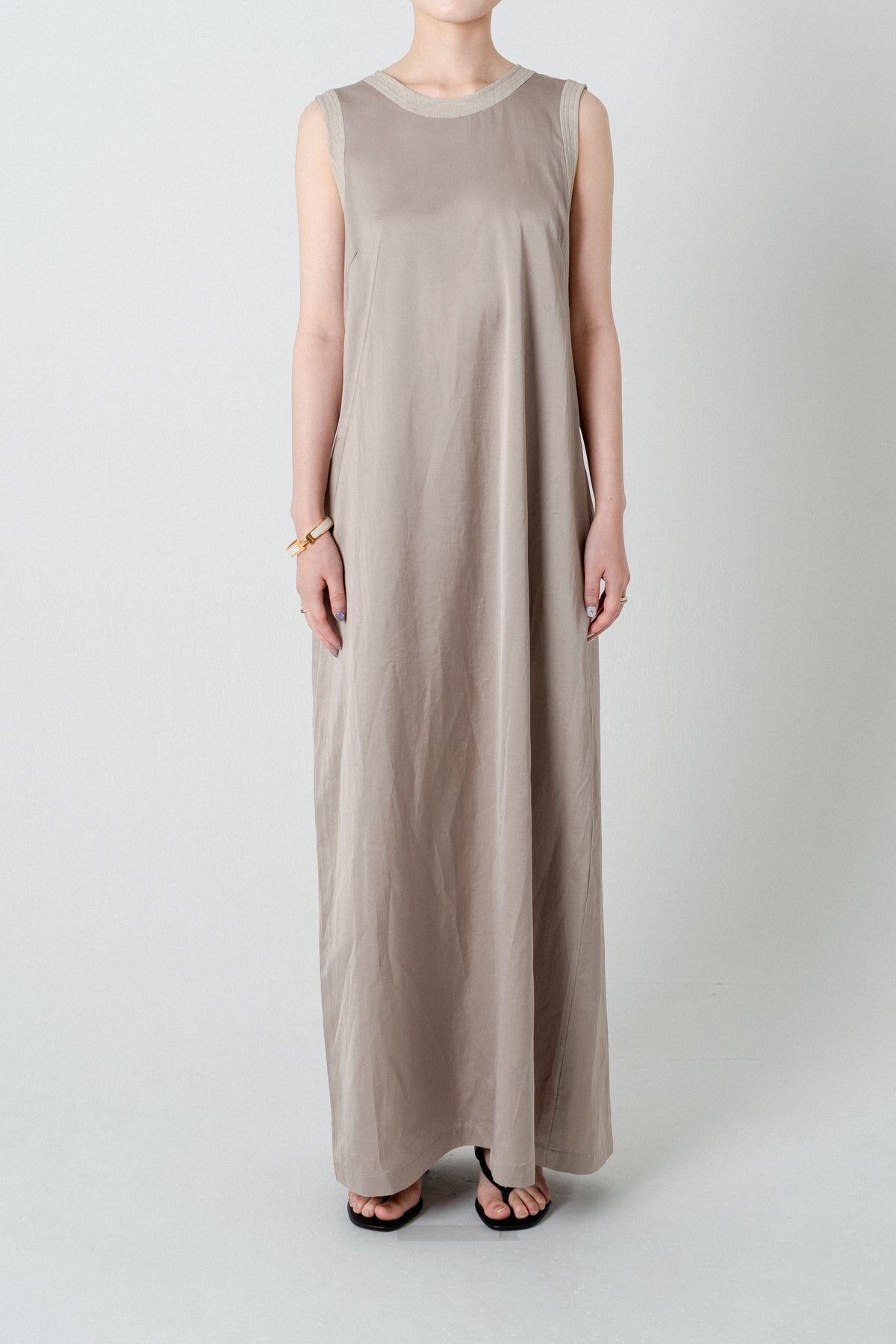 Cotton Satin Summer Dress / Khaki