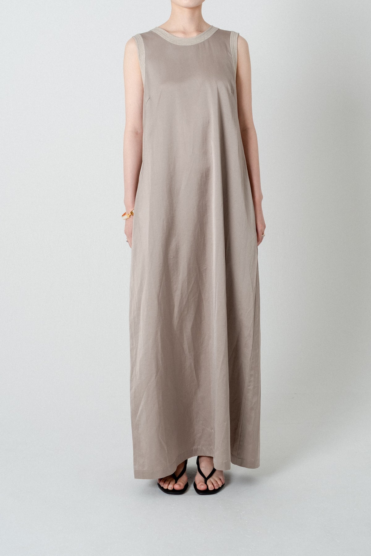 Cotton Satin Summer Dress / Khaki