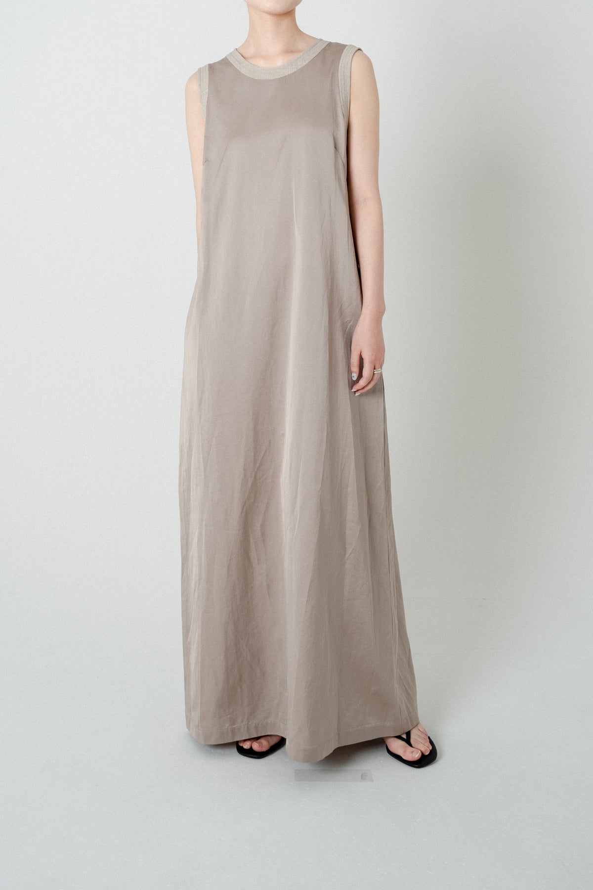 Cotton Satin Summer Dress / Khaki