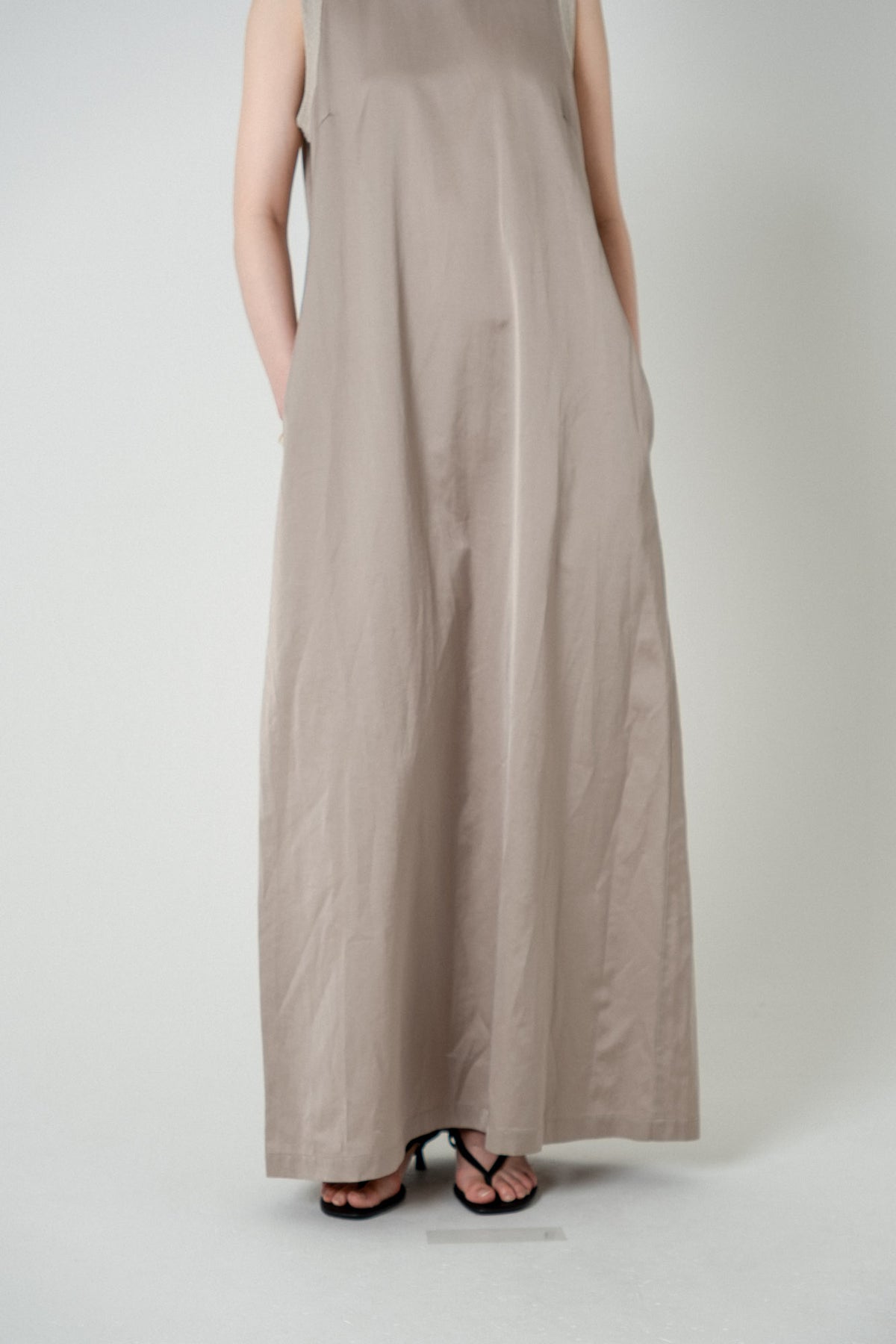 Cotton Satin Summer Dress / Khaki