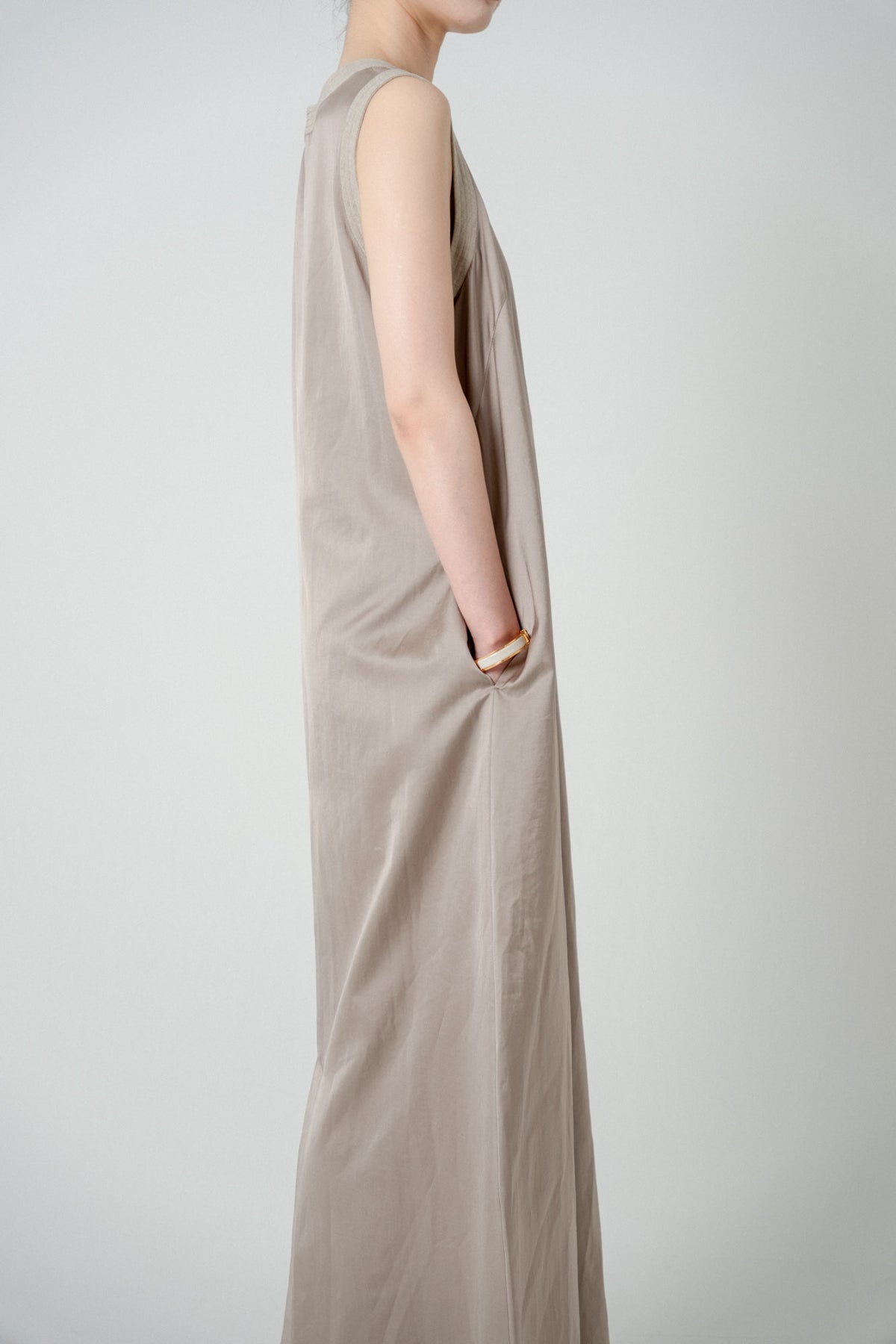 Cotton Satin Summer Dress / Khaki