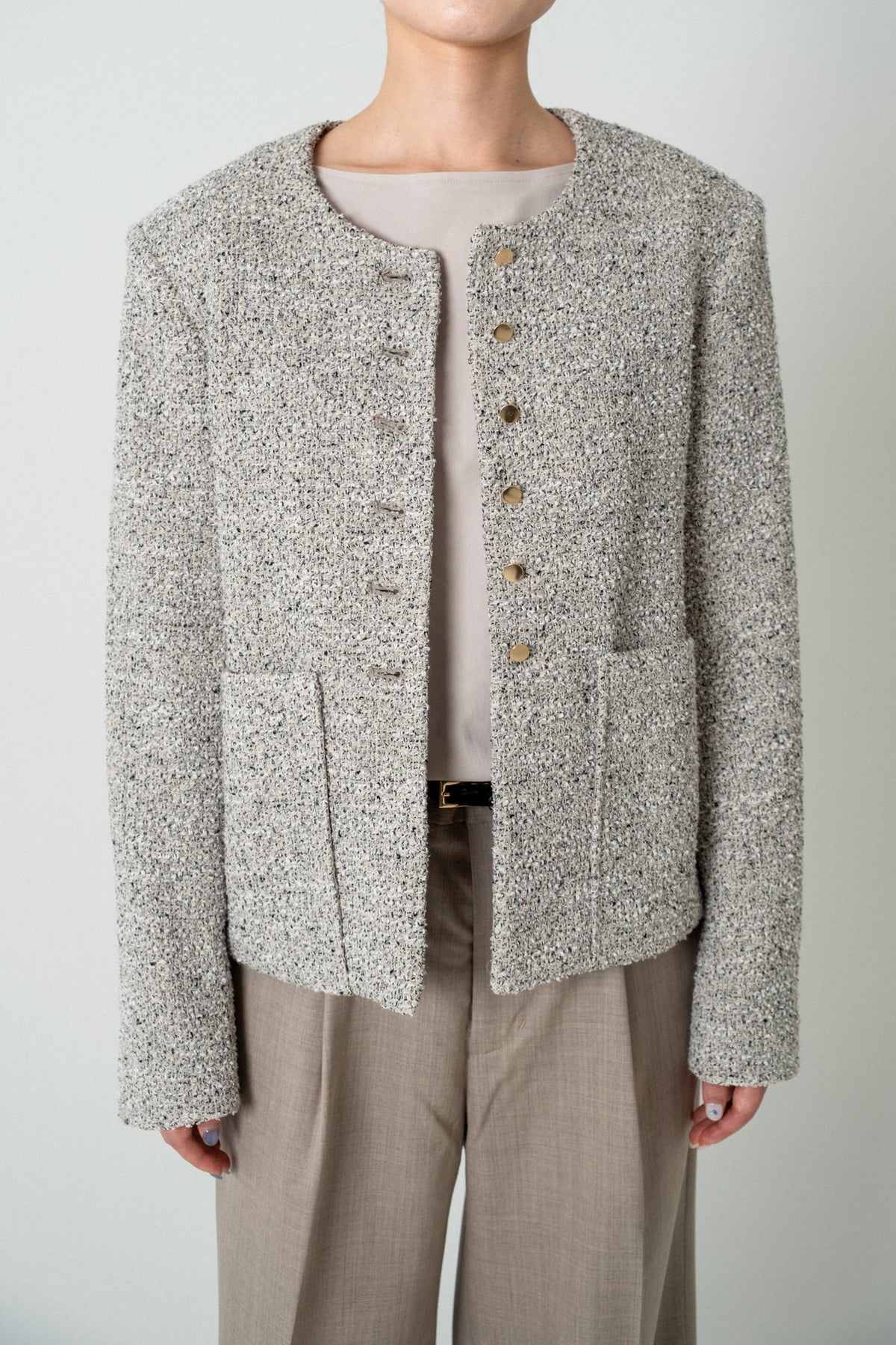 Fancy Tweed Short Jacket / Mix