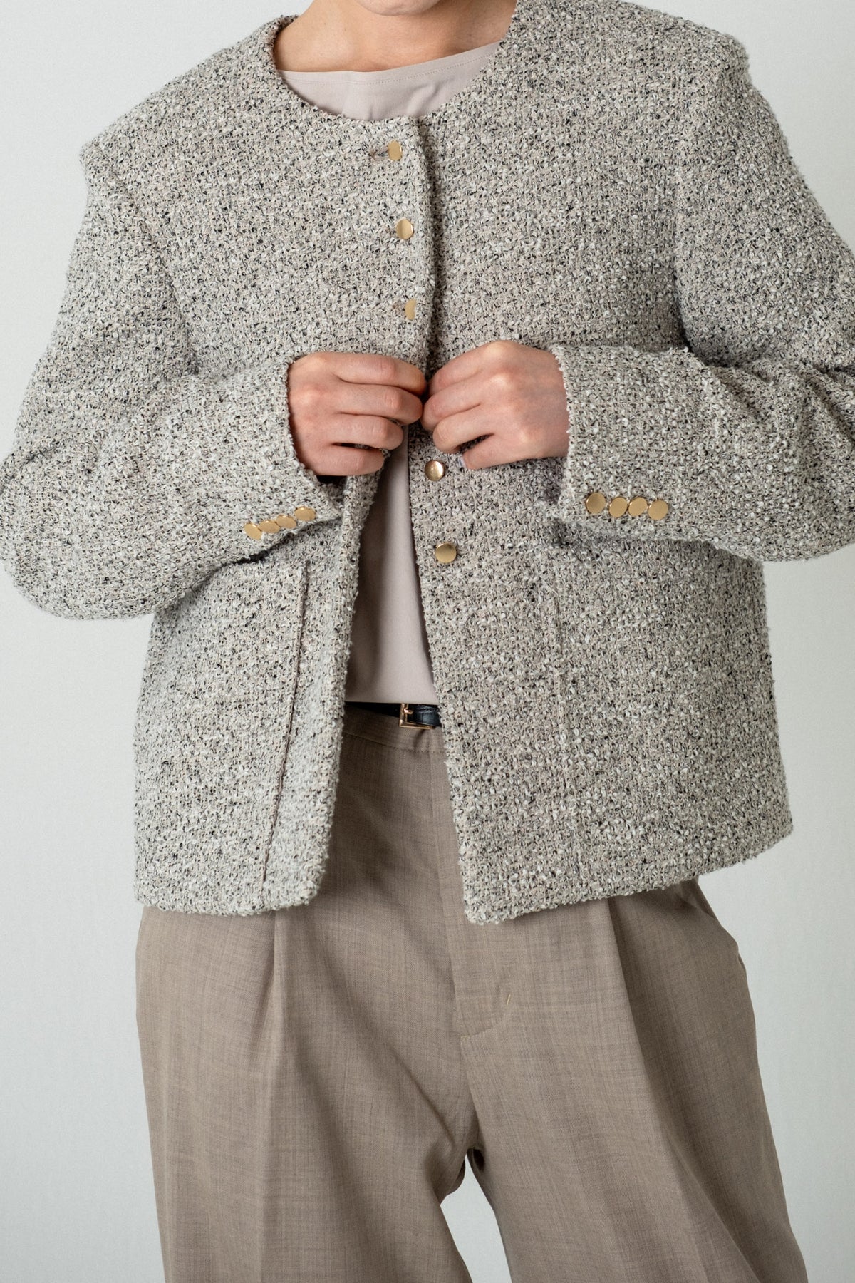 Fancy Tweed Short Jacket / Mix