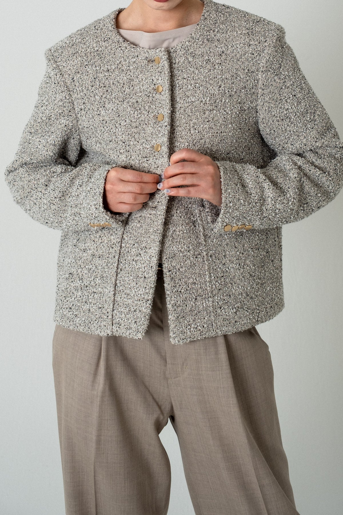 Fancy Tweed Short Jacket / Mix