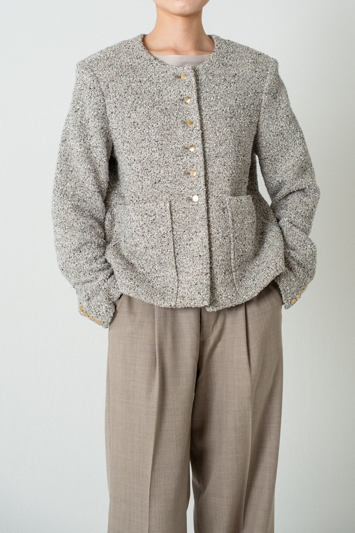 Fancy Tweed Short Jacket / Mix