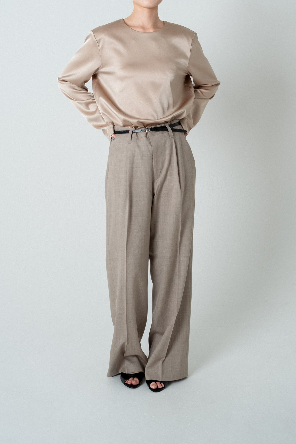 Satin Shoulderpad Blouse / Gold