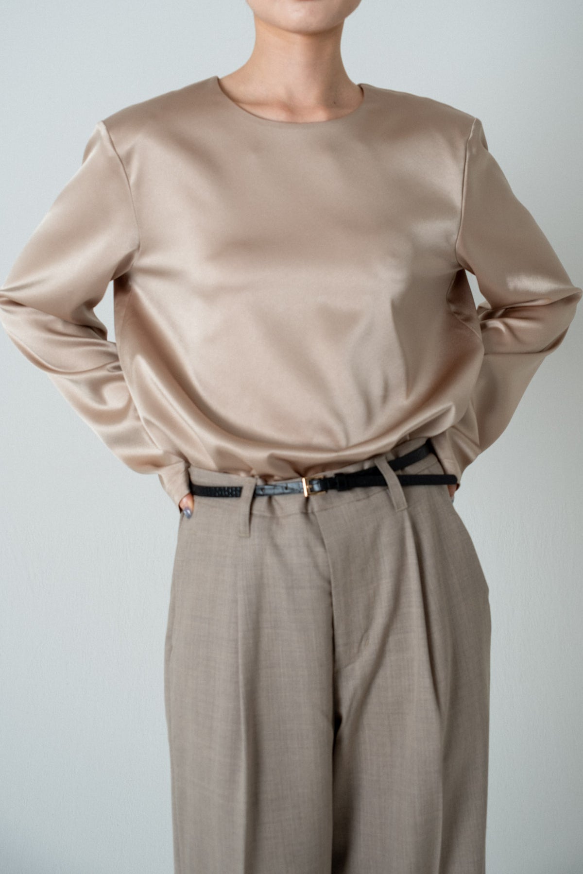 Satin Shoulderpad Blouse / Gold