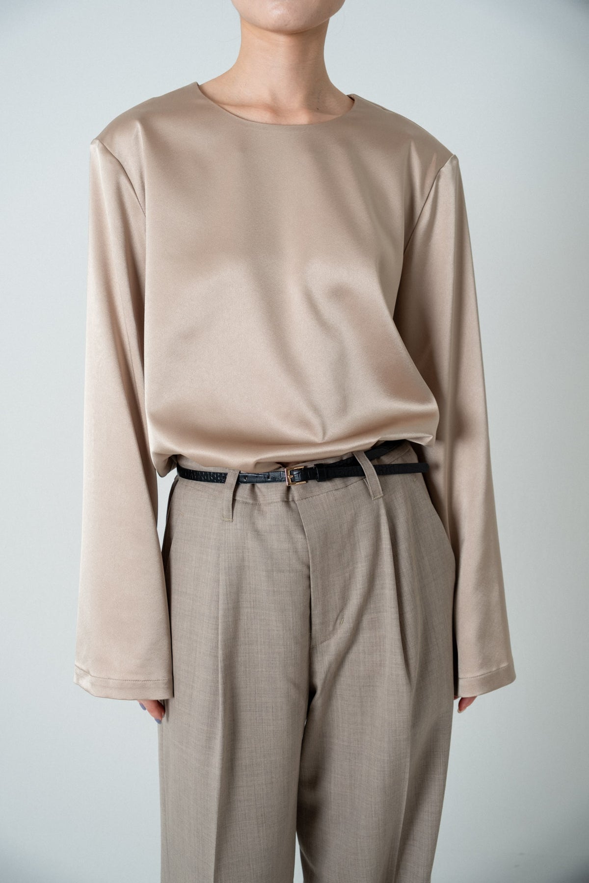 Satin Shoulderpad Blouse / Gold