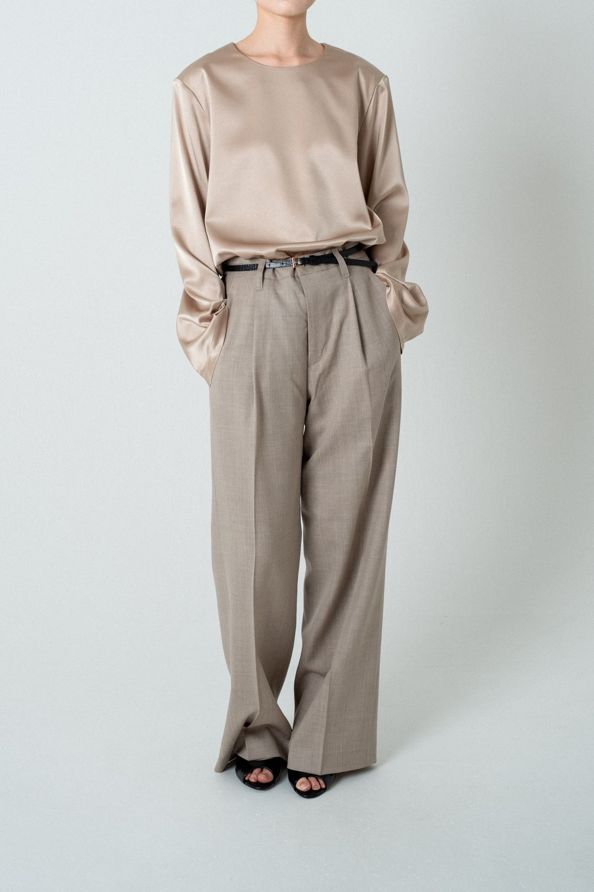 Satin Shoulderpad Blouse / Gold