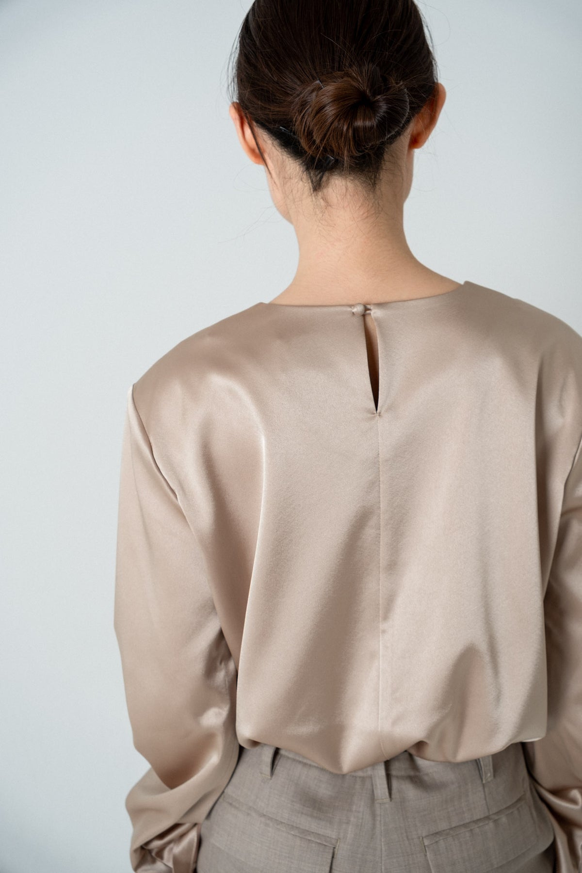 Satin Shoulderpad Blouse / Gold