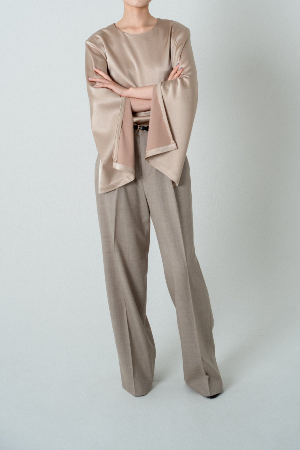 Satin Shoulderpad Blouse / Gold