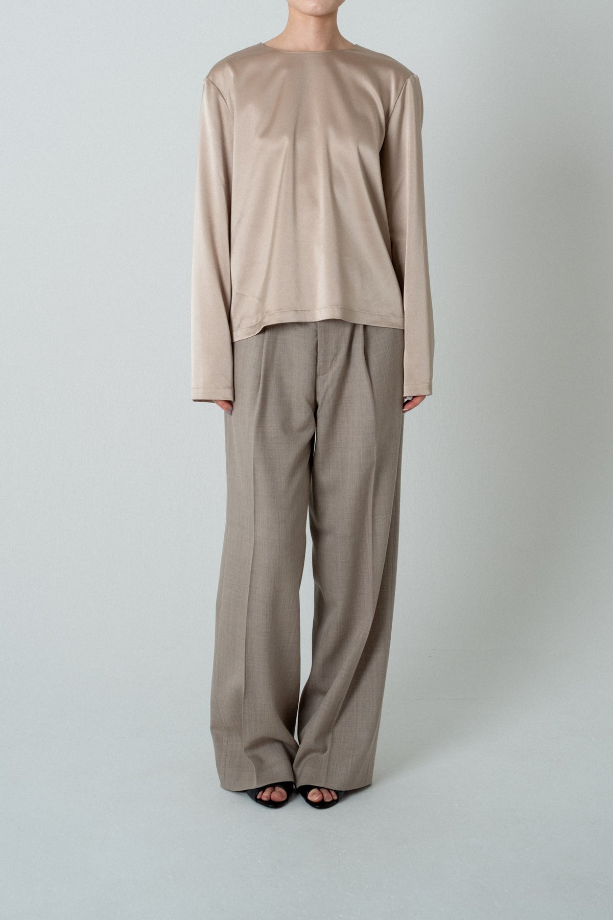 Satin Shoulderpad Blouse / Gold