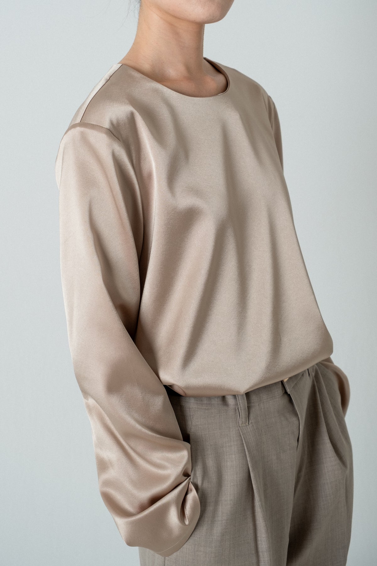 Satin Shoulderpad Blouse / Gold
