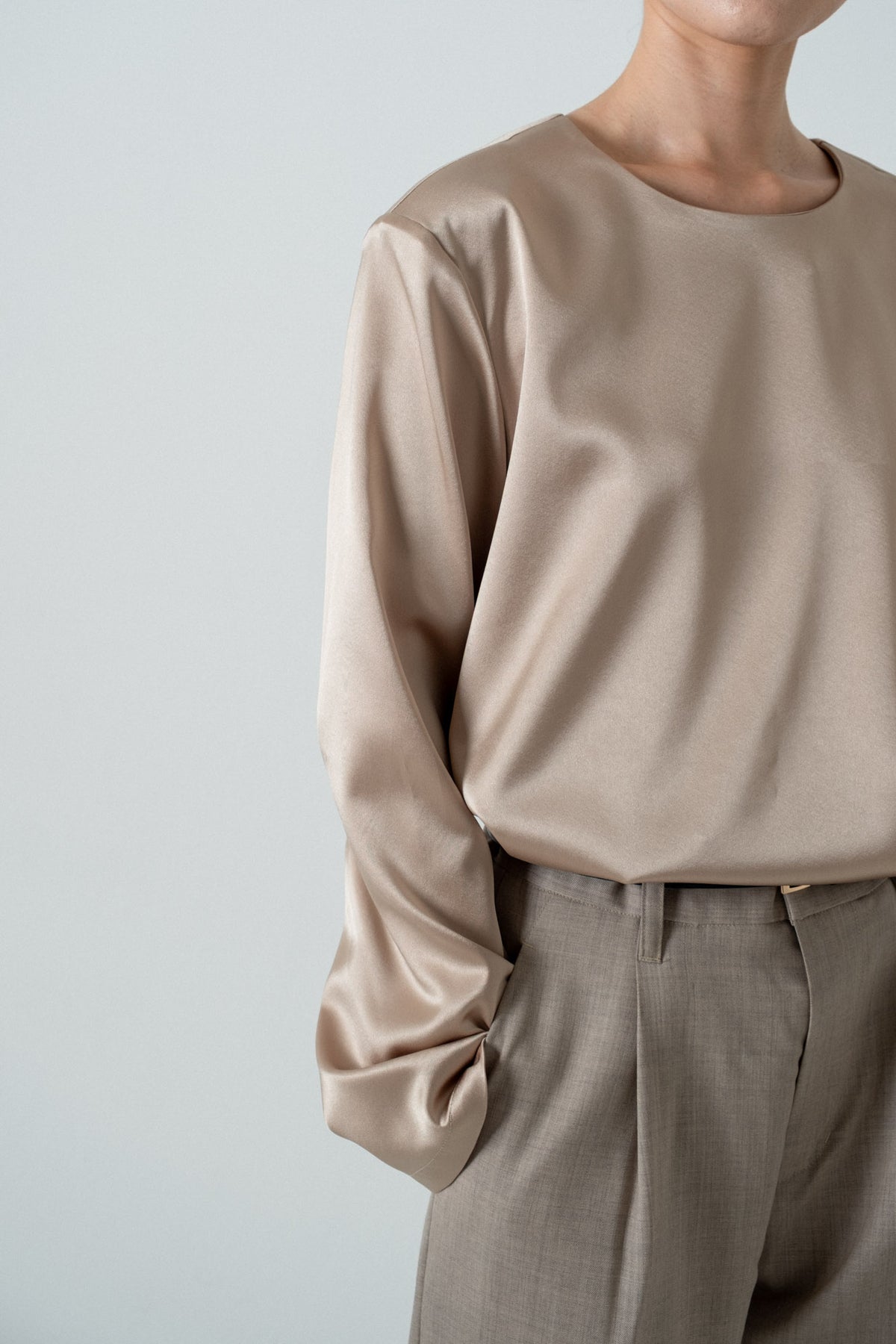 Satin Shoulderpad Blouse / Gold