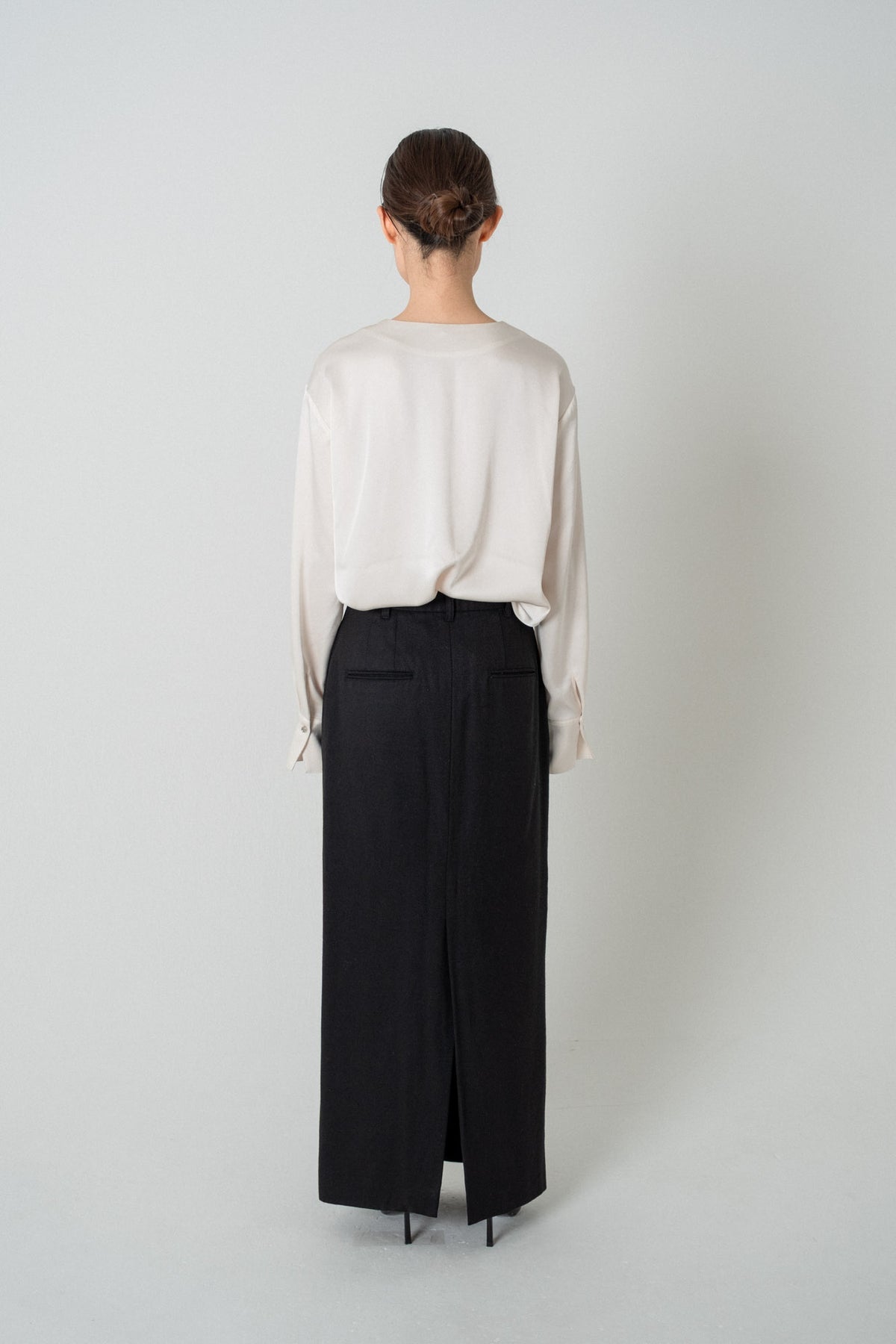 2way Bowtie Satin Blouse / White