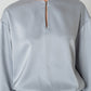 2way Bowtie Satin Blouse / Blue